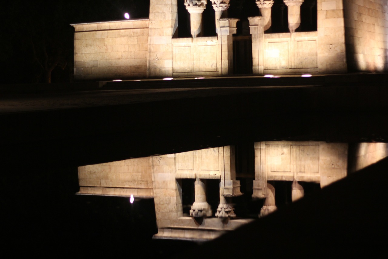 temple of debod madrid reflection free photo