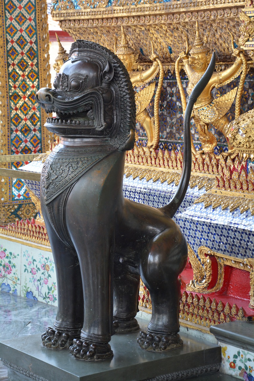 temple of the emerald buddha a bird with a human head lion free photo
