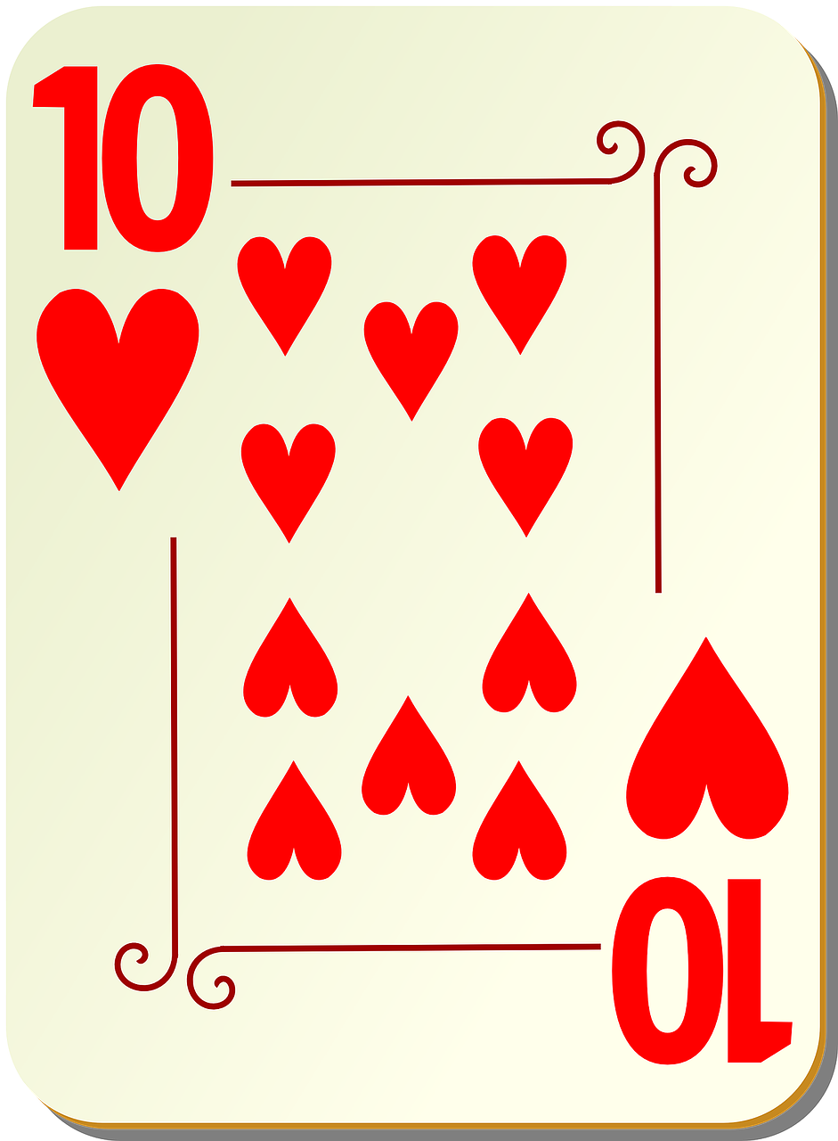 ten hearts playing cards free photo