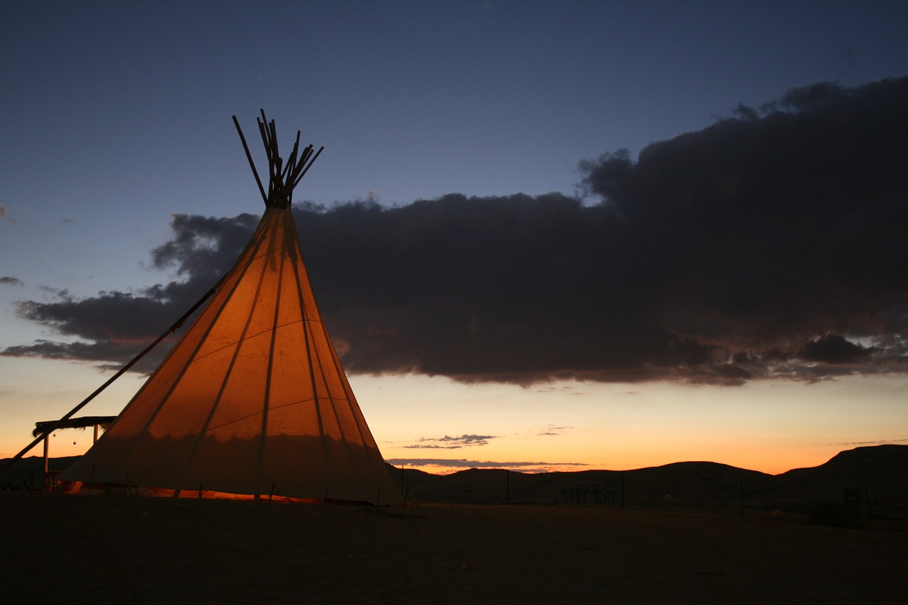 tent sunset clouds free photo