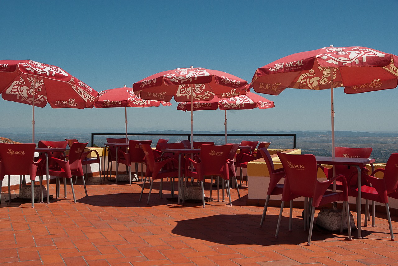 terrace bar parasols free photo