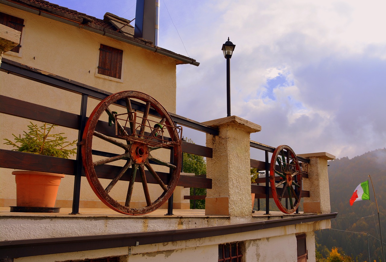 terrace wooden wheel borgo free photo