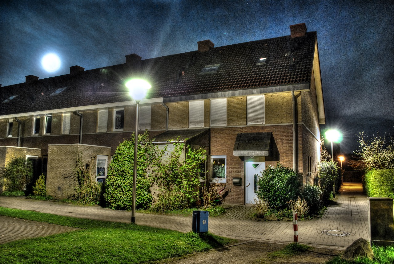 terraced house hdr night free photo