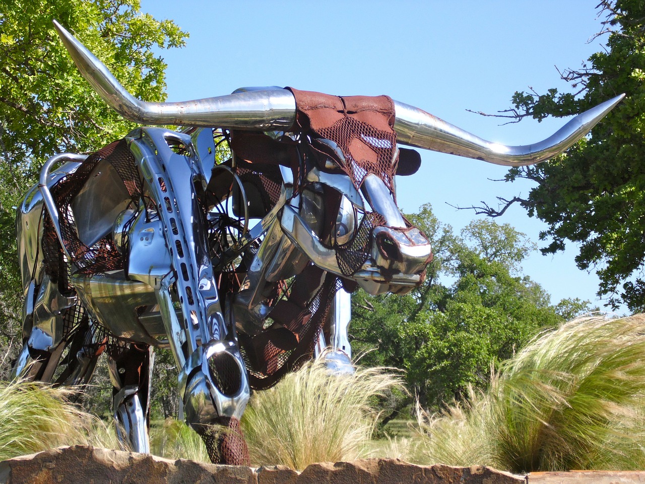 texas longhorn sculpture free photo