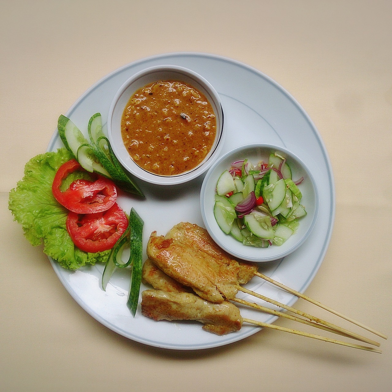 thai food chicken satay skewer free photo