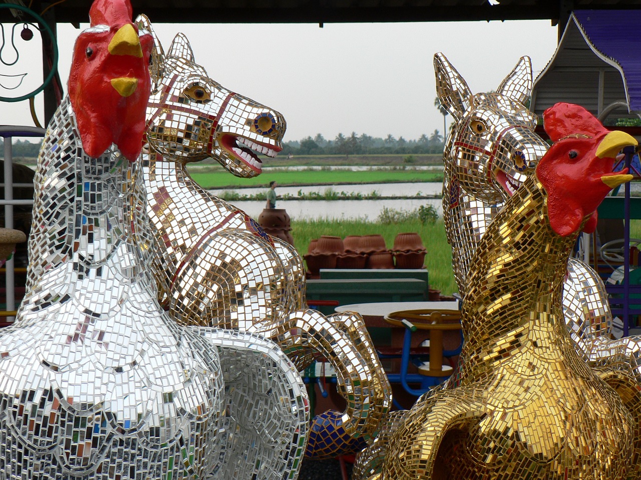 thailand market horses free photo