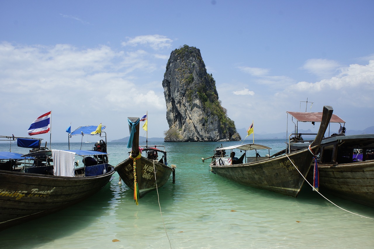 thailand longtail boats beach free photo