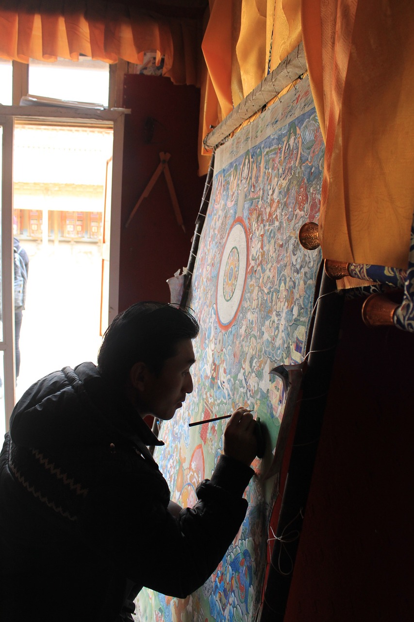 thangka in tibetan areas artist free photo