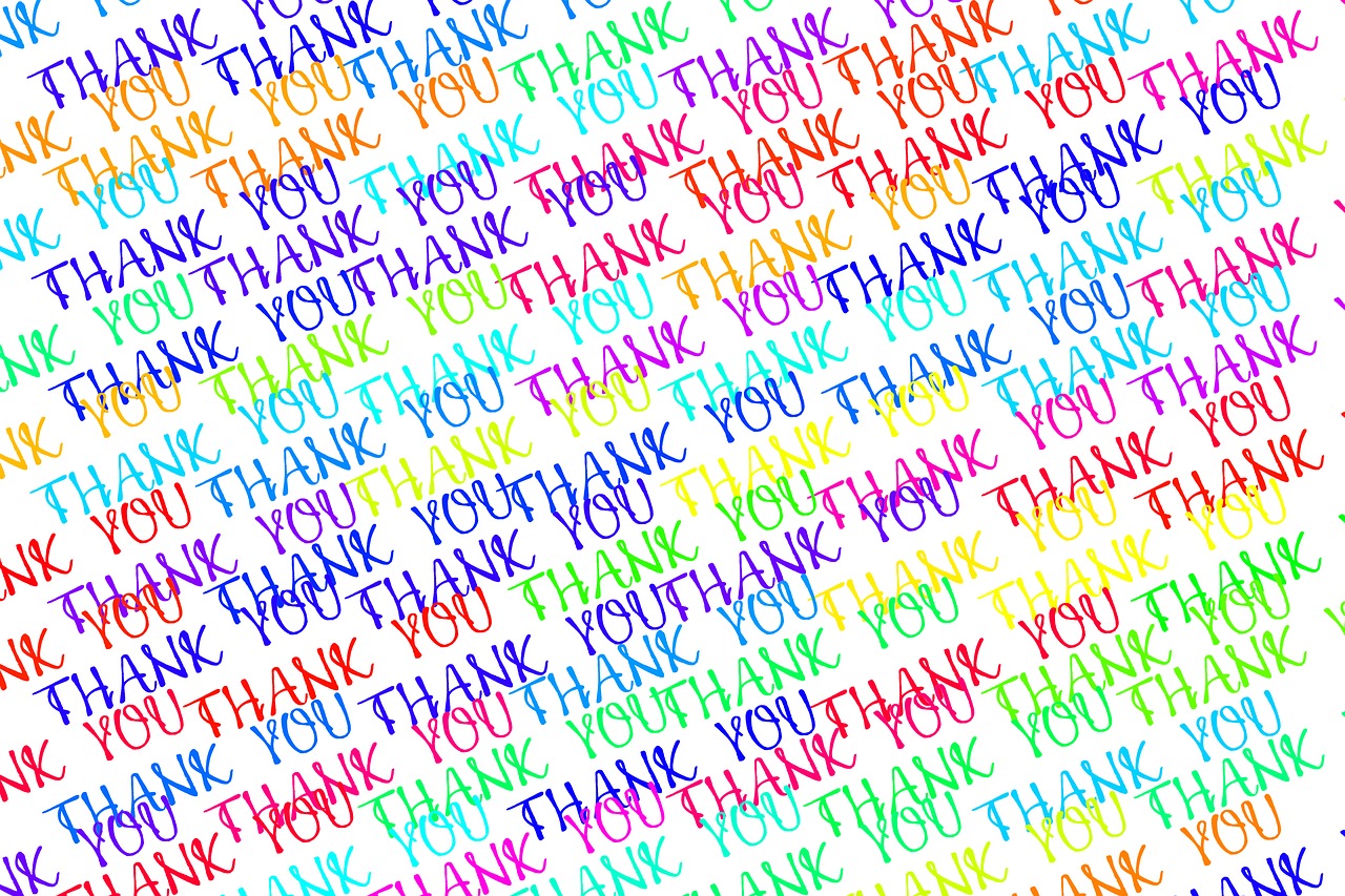 thank you font colorful free photo