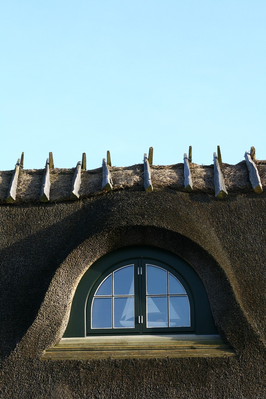 thatched roof farmhouse small window free photo