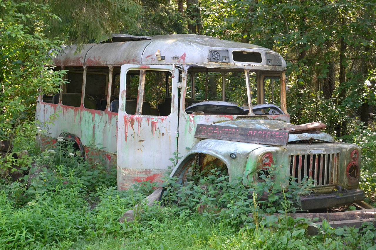 the abandoned bus old free photo