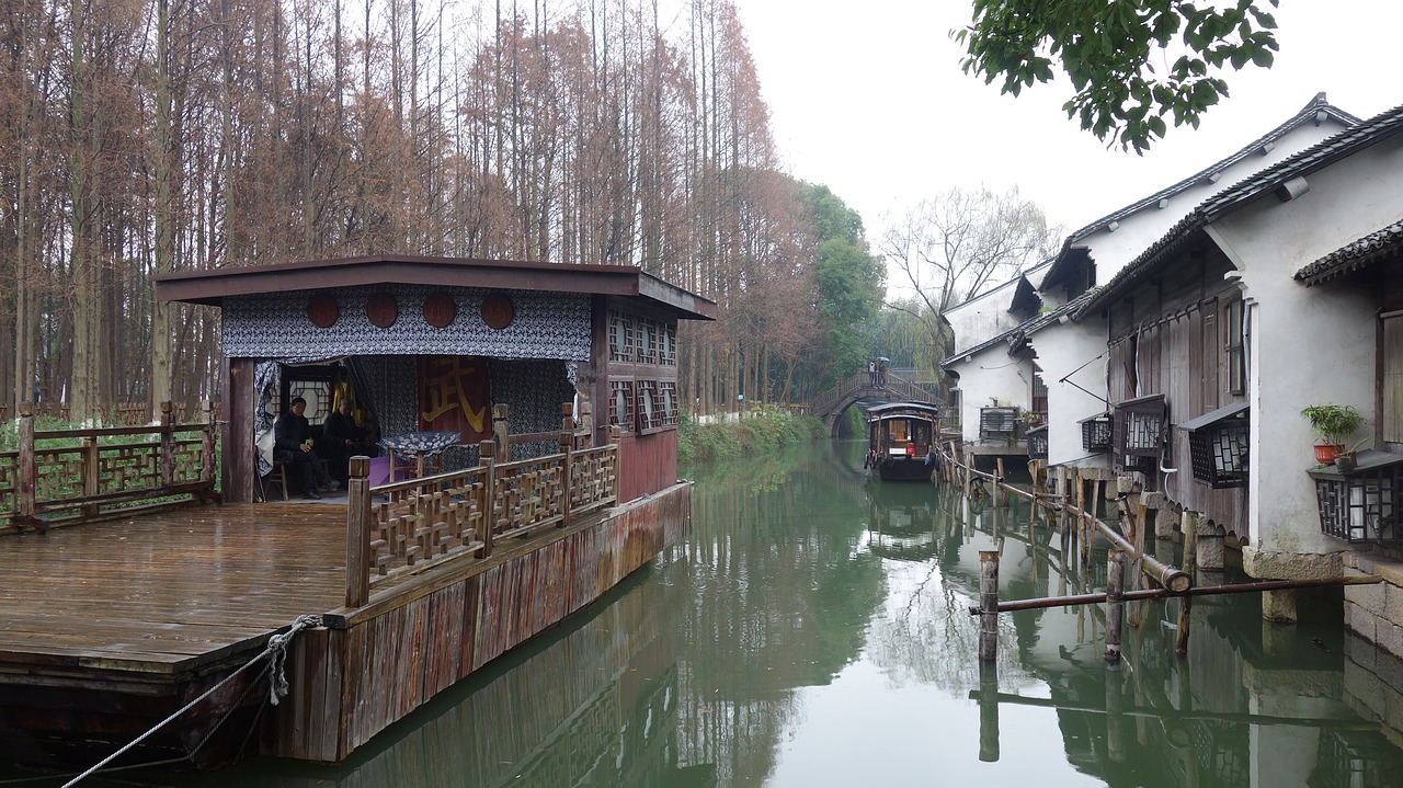 the ancient town wooden boat river free photo