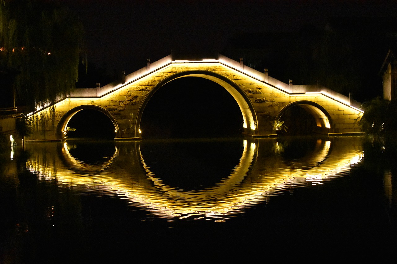 the ancient town  night view  bridge free photo