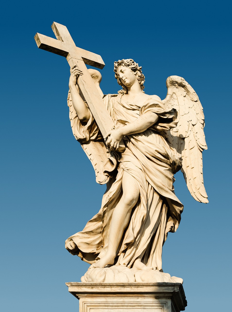 the angel with the cross sant'angelo bridge rome free photo