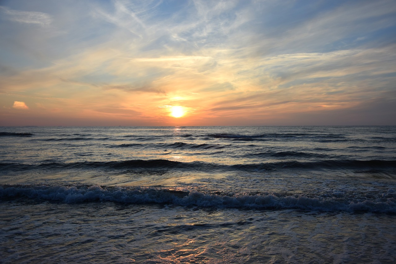 the baltic sea the waves sunset free photo