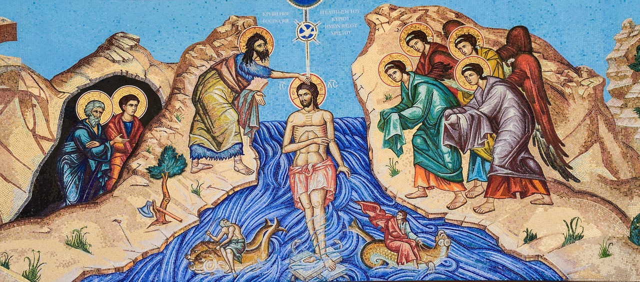 the baptism of the lord mosaic iconography free photo