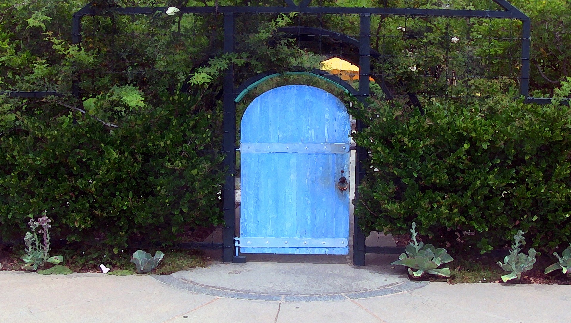 door blue garden free photo