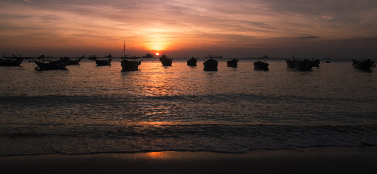 the boat the sea sunset free photo