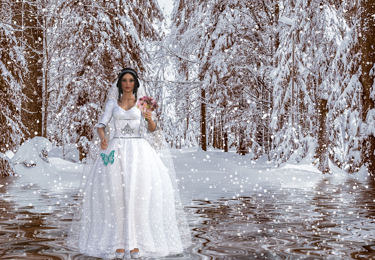 the bride  wedding  snow free photo