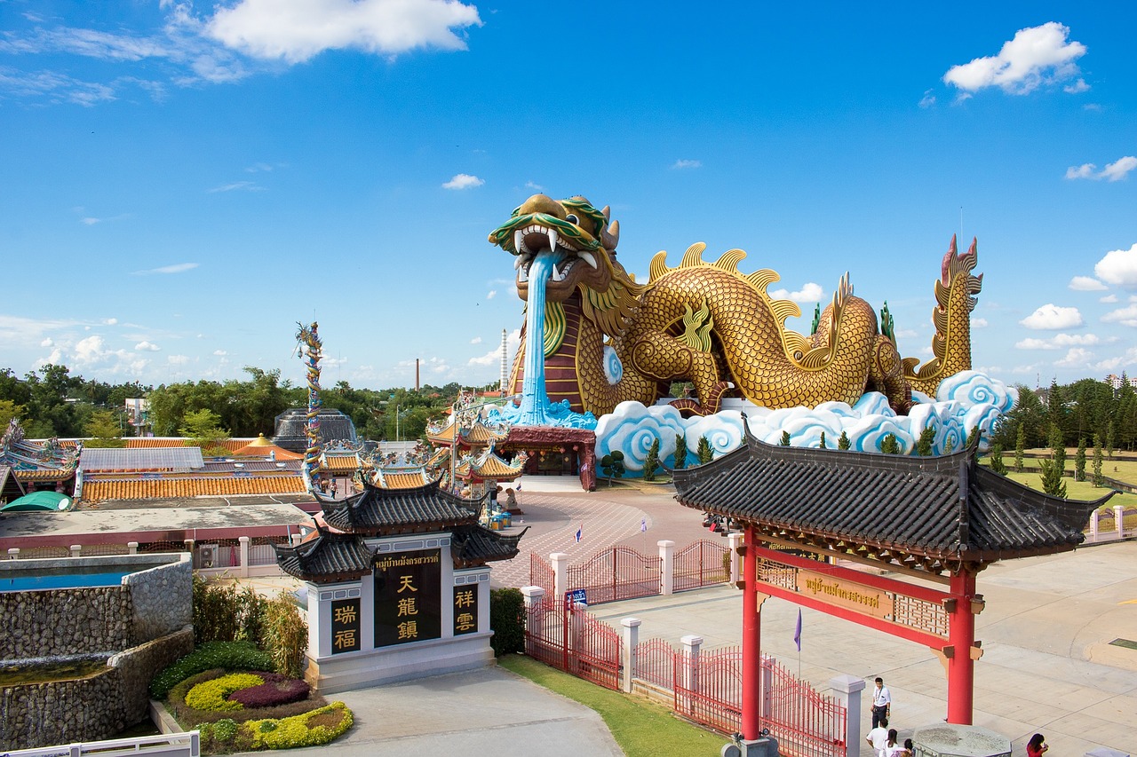 the chinese dragon the main shrine in the city my father suphan buri village dragon heaven free photo