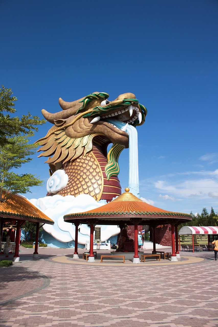 the chinese dragon dragon's heaven village suphan buri free photo