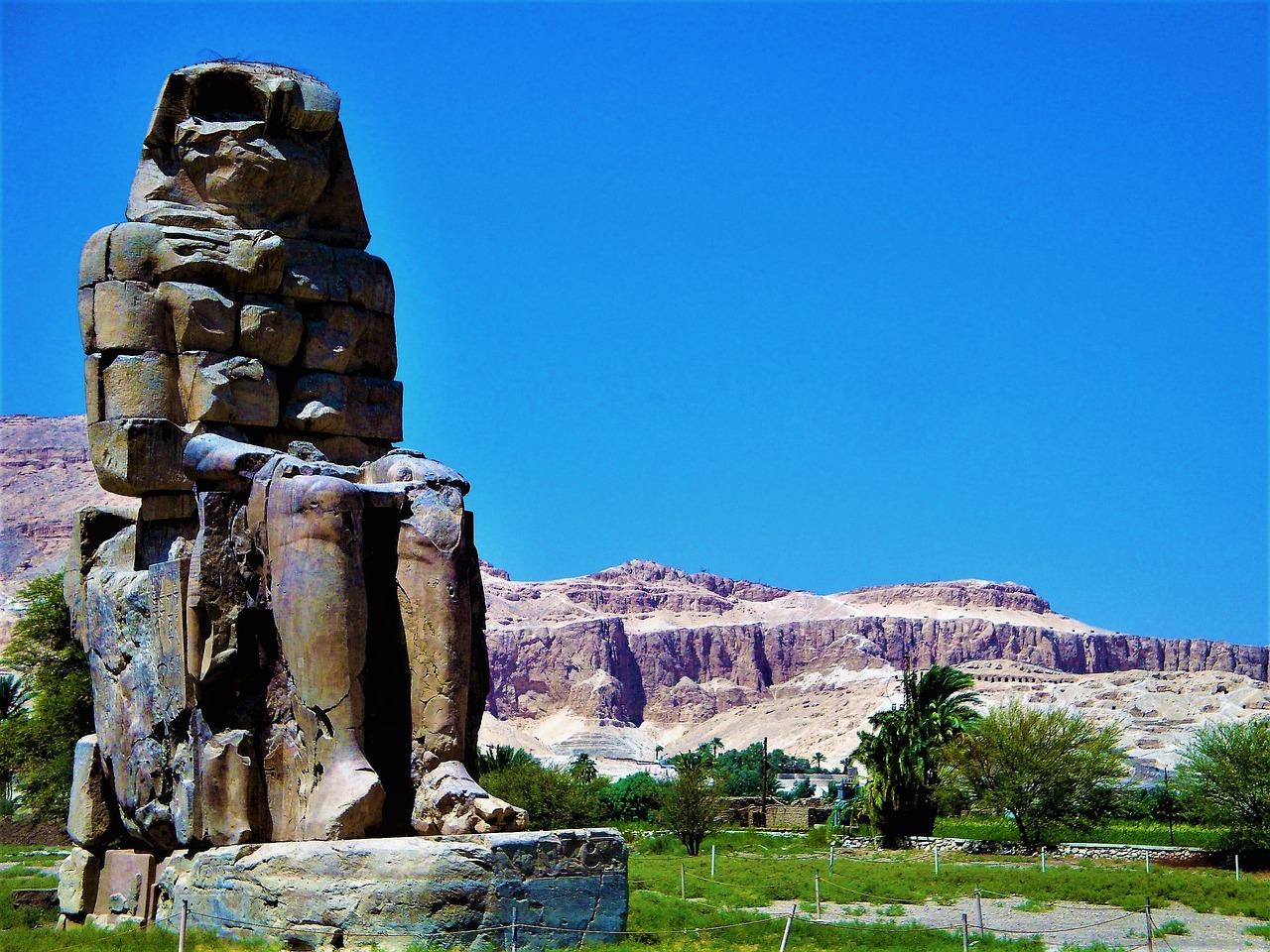 the colossi of memnon egypt the statue free photo