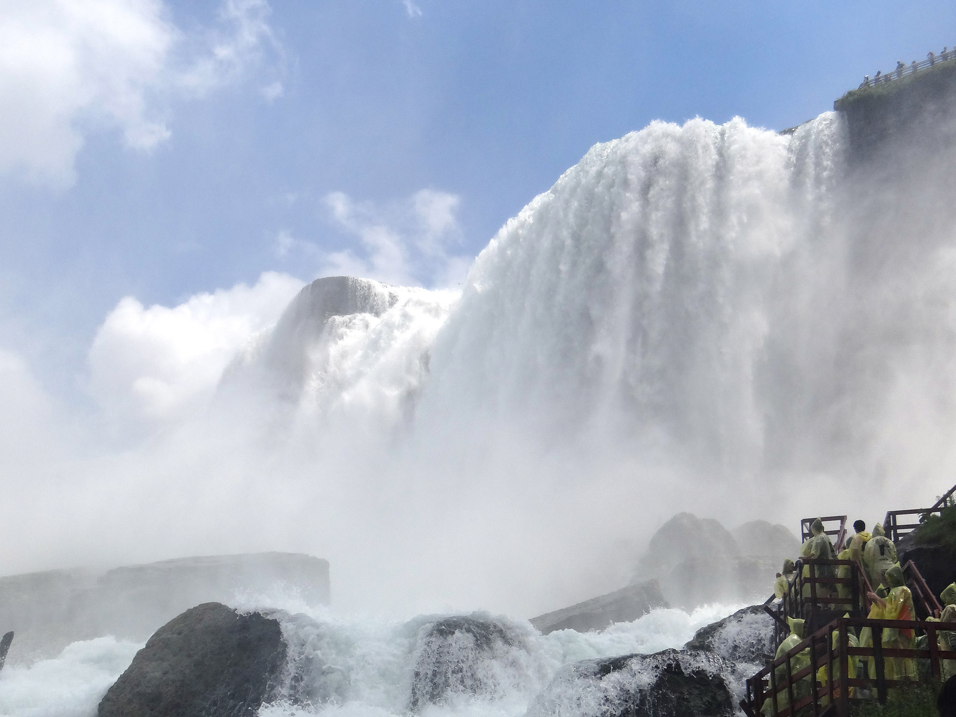 niagara falls looking up cave of winds free photo