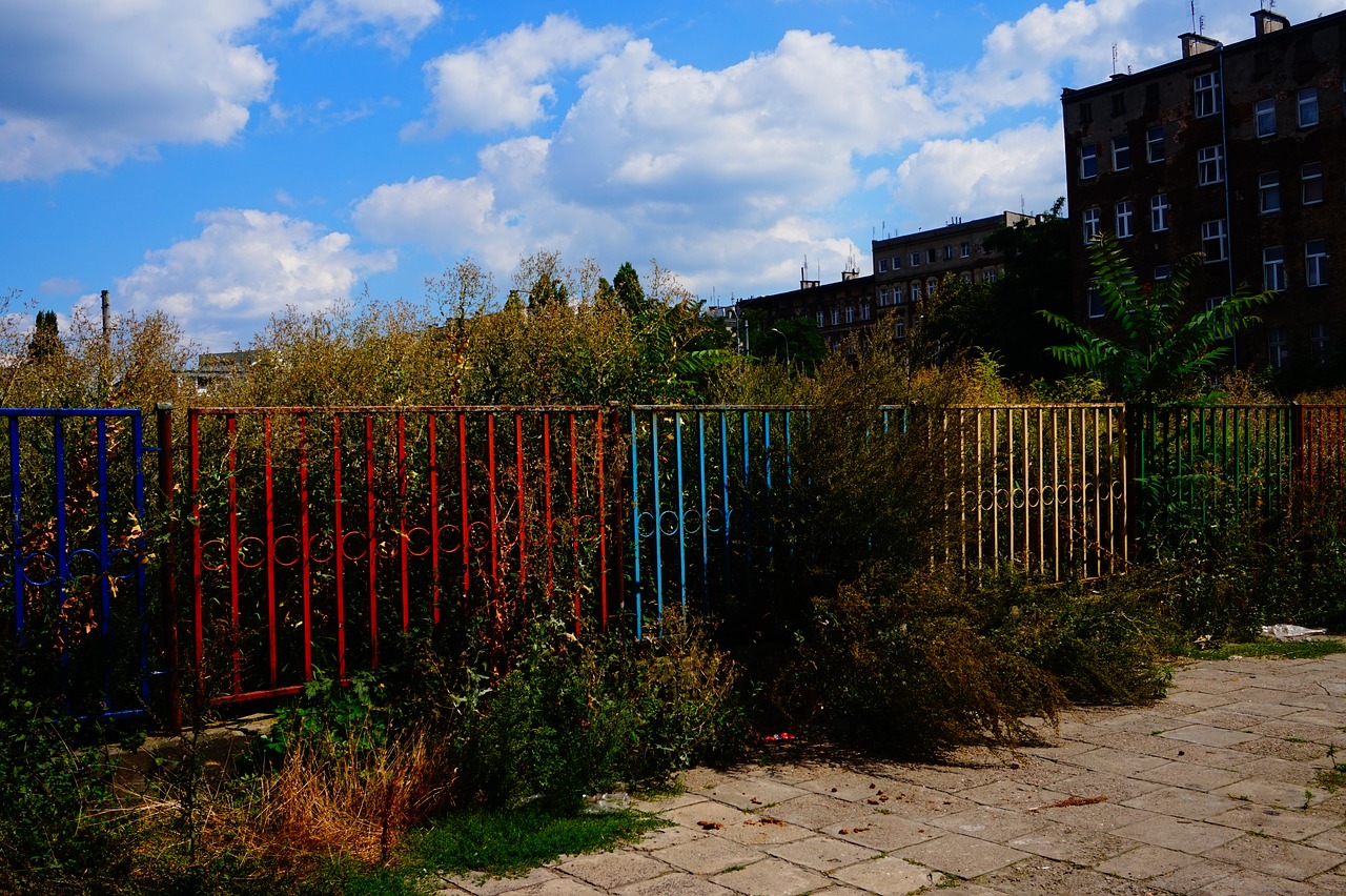 the fence color clouds free photo