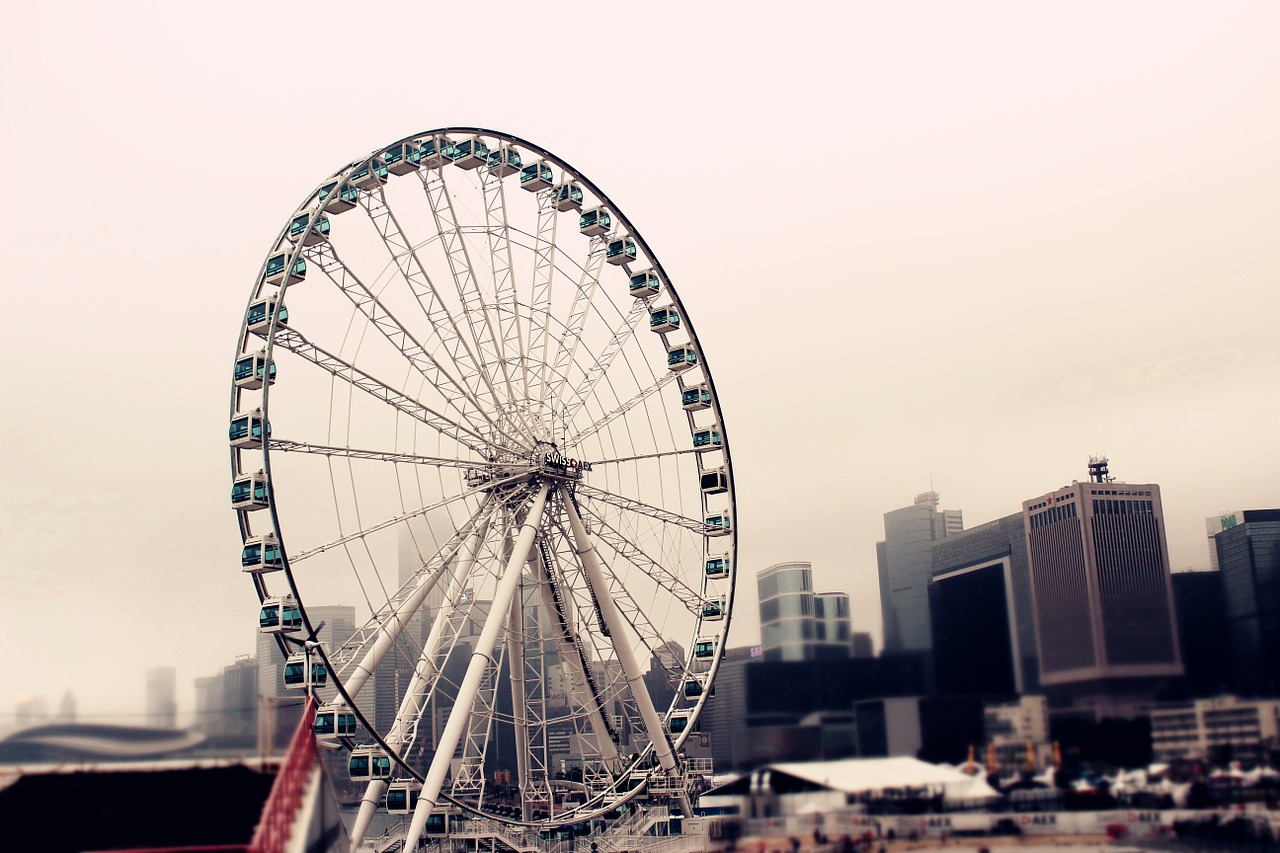 the ferris wheel hong kong central pier free photo