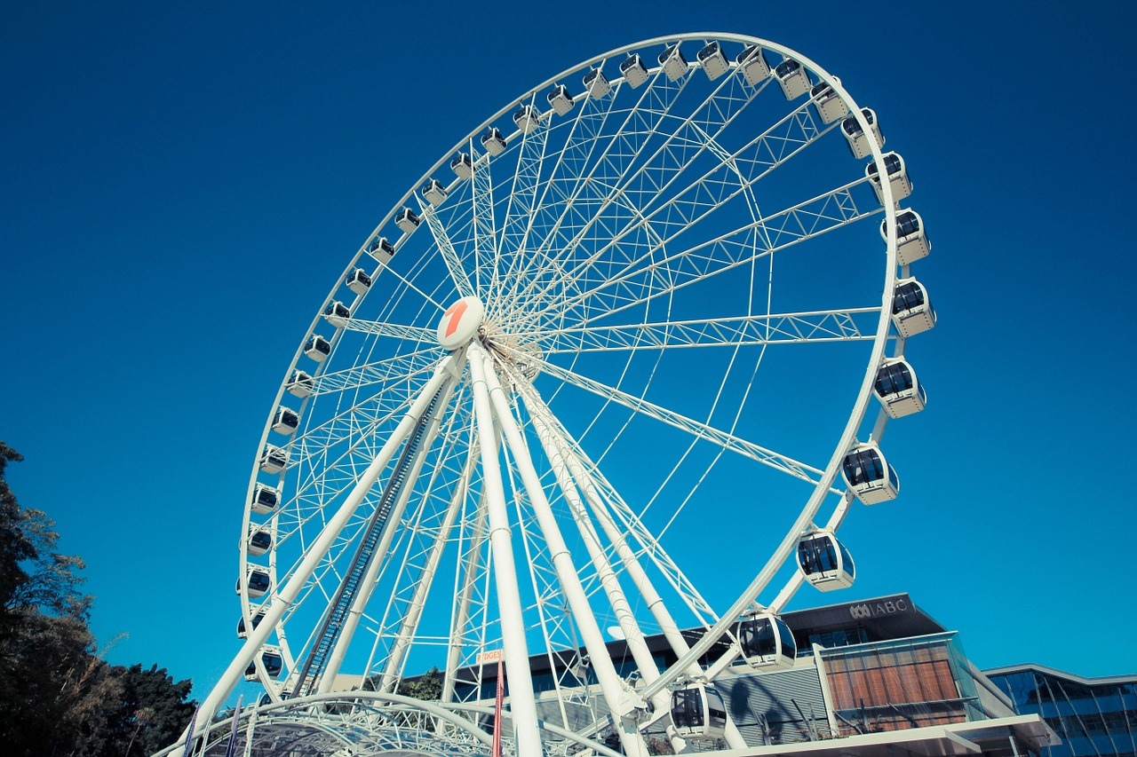 the ferris wheel simple blue sky free photo