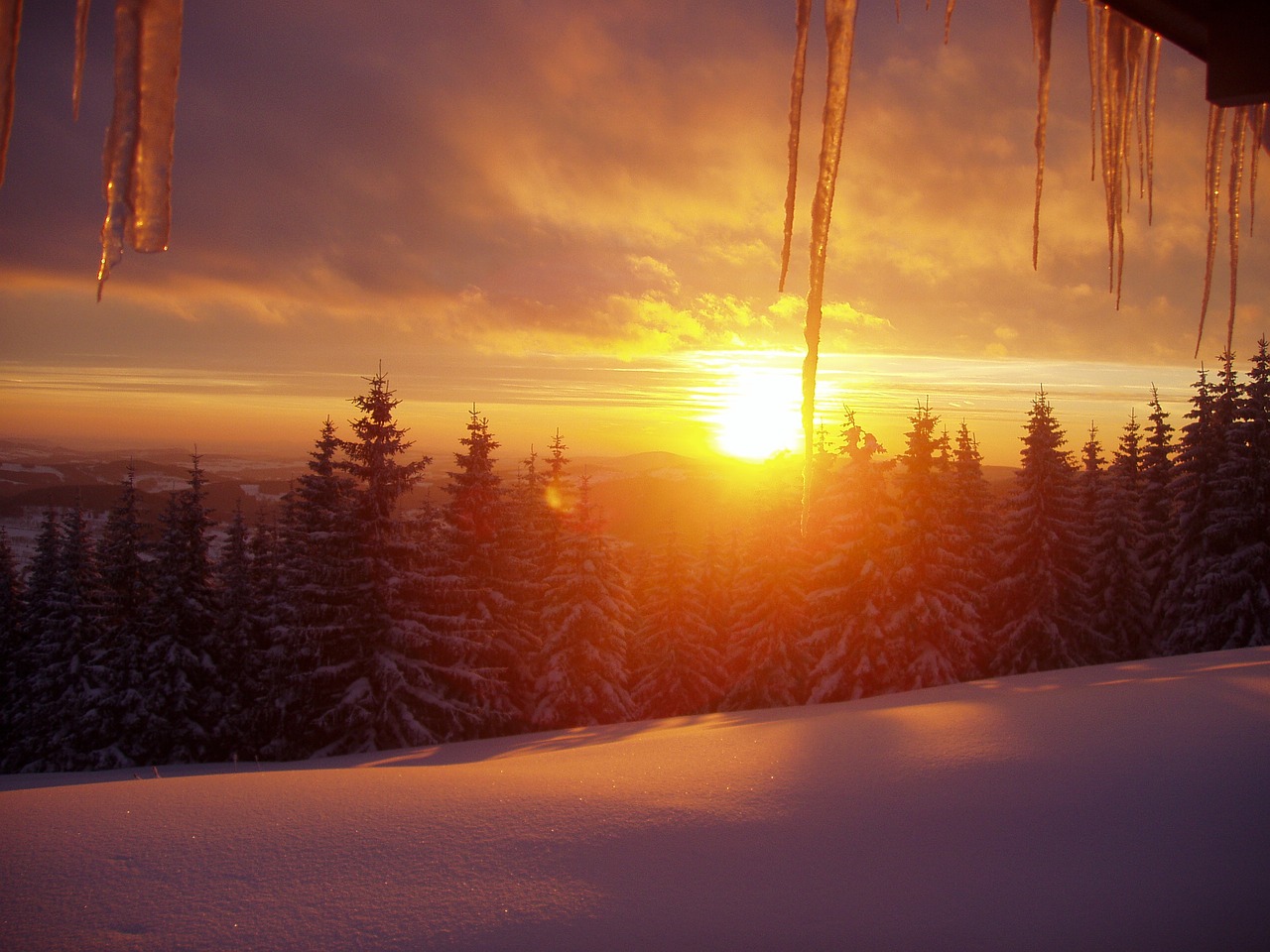 the giant mountains sunset winter free photo