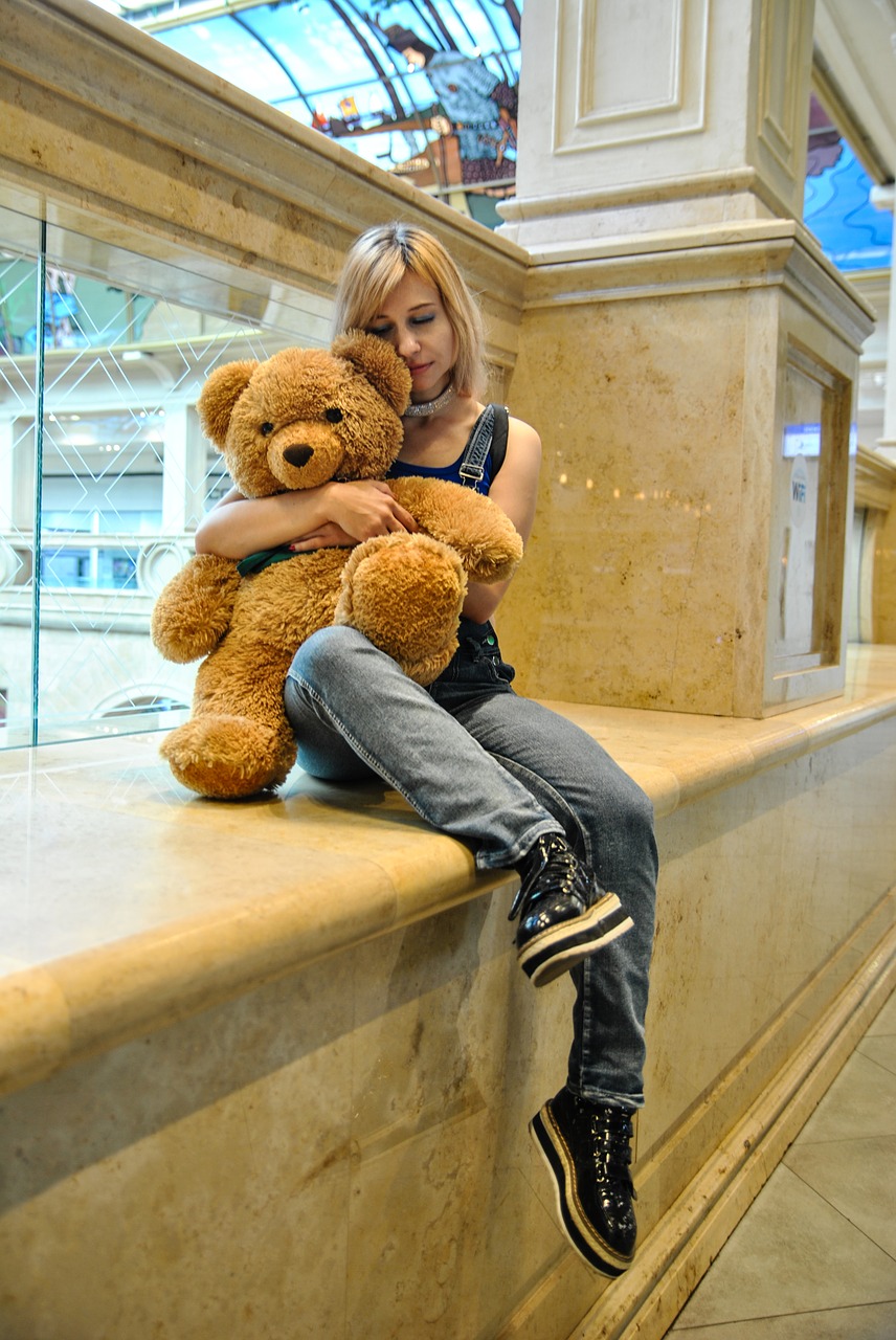 the girl with the teddy bear  teddy bear  toy free photo