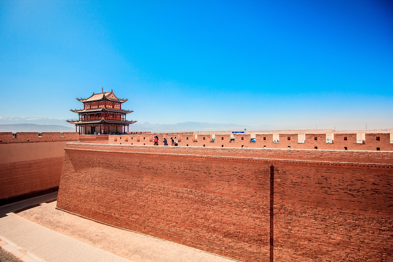 the great wall jiayuguan city gate tower free photo