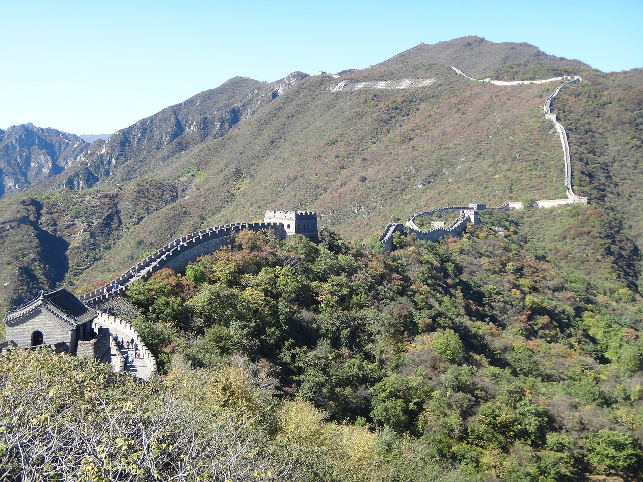 the great wall beijing mountains free photo