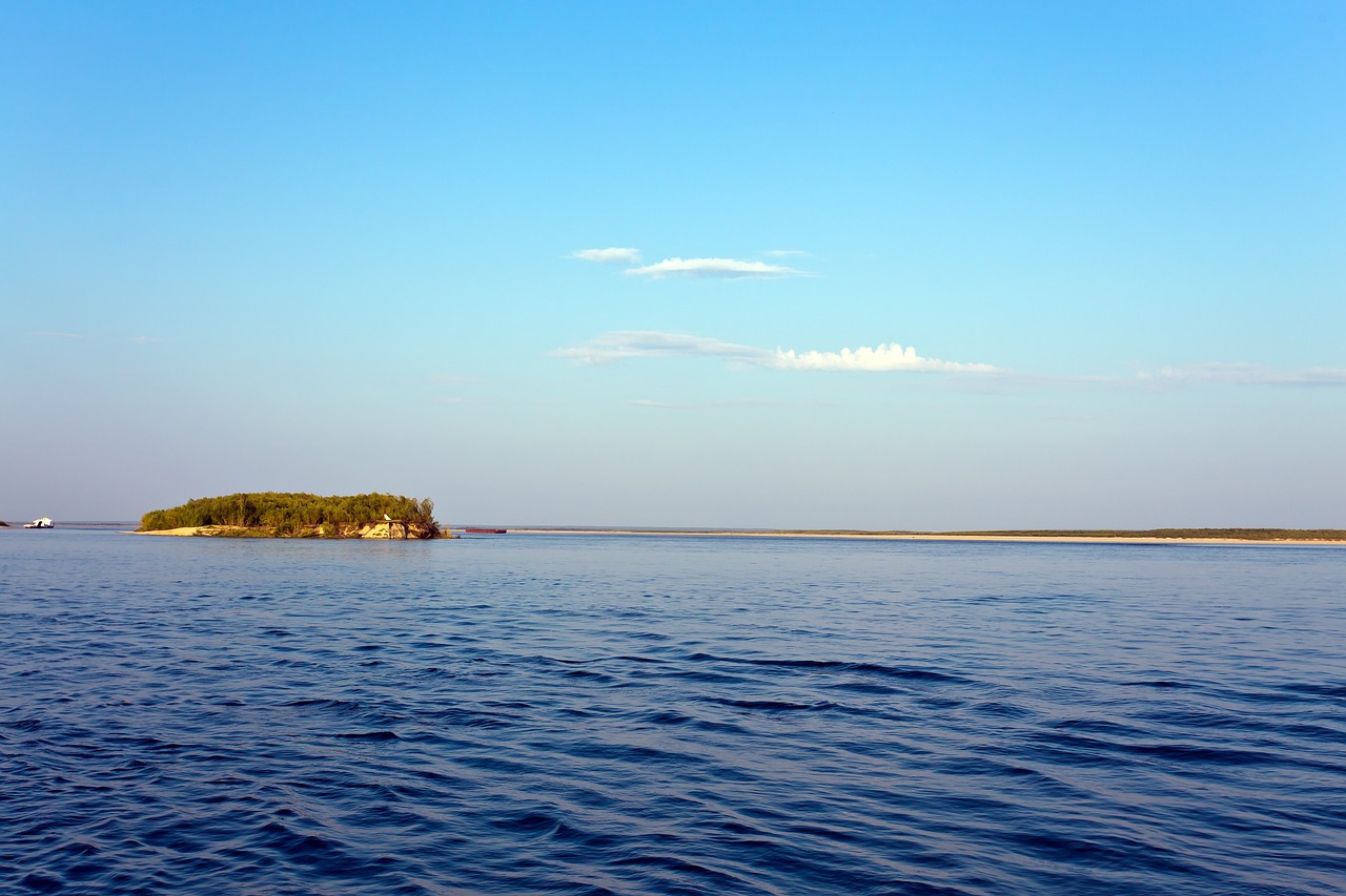 the islet river sky free photo