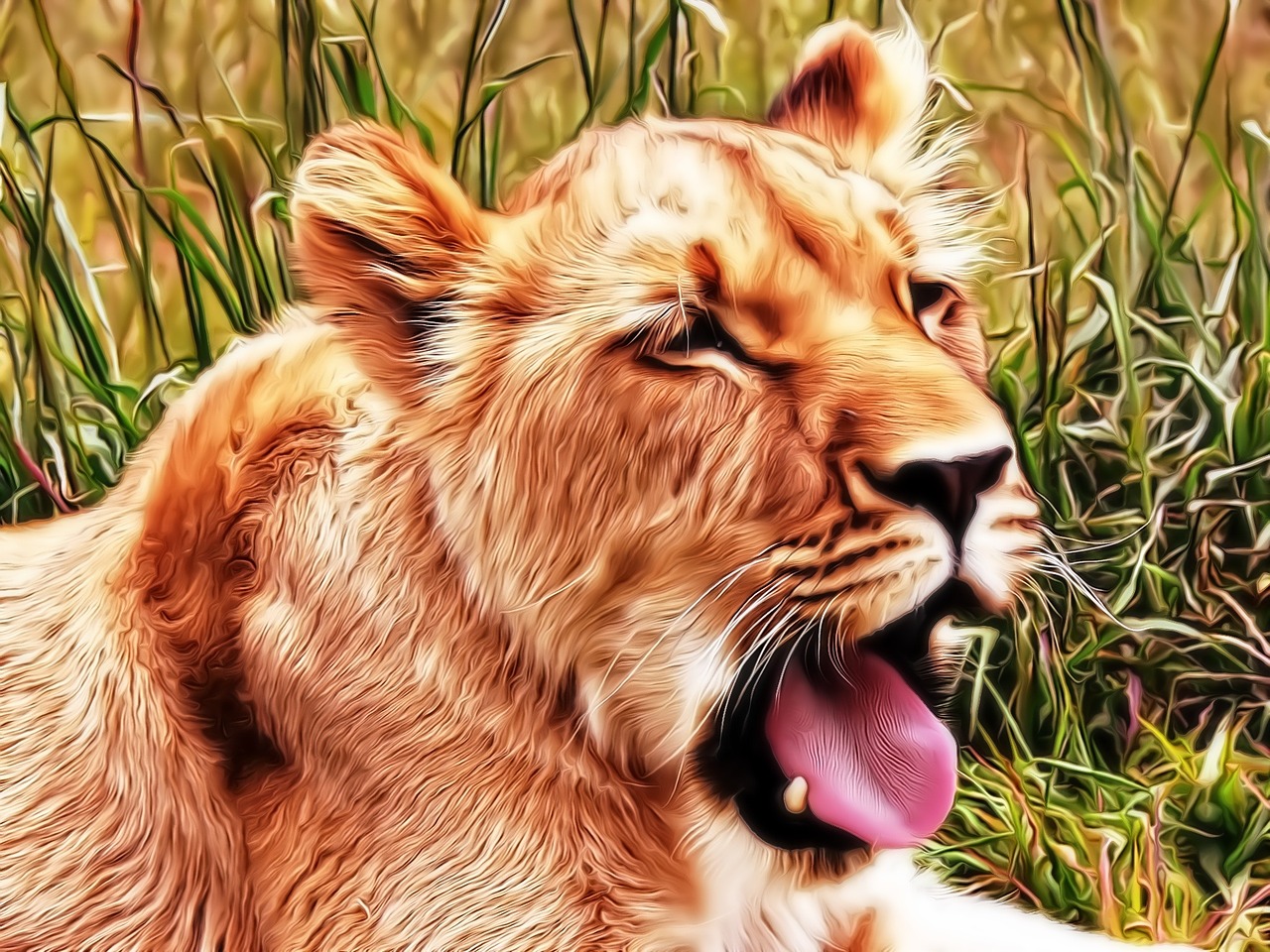 the lioness yawns animal free photo