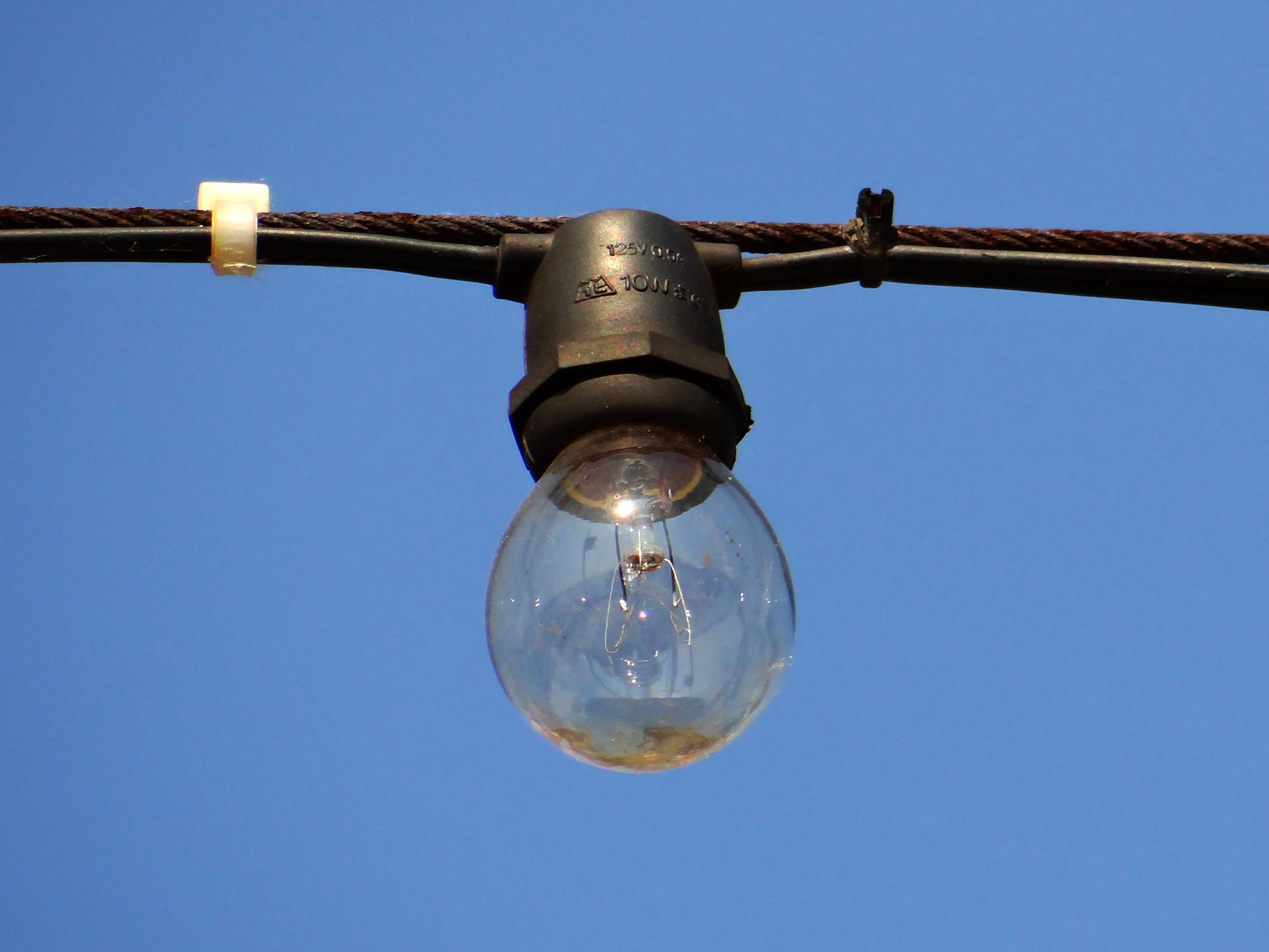 light bulb suspended blue sky free photo