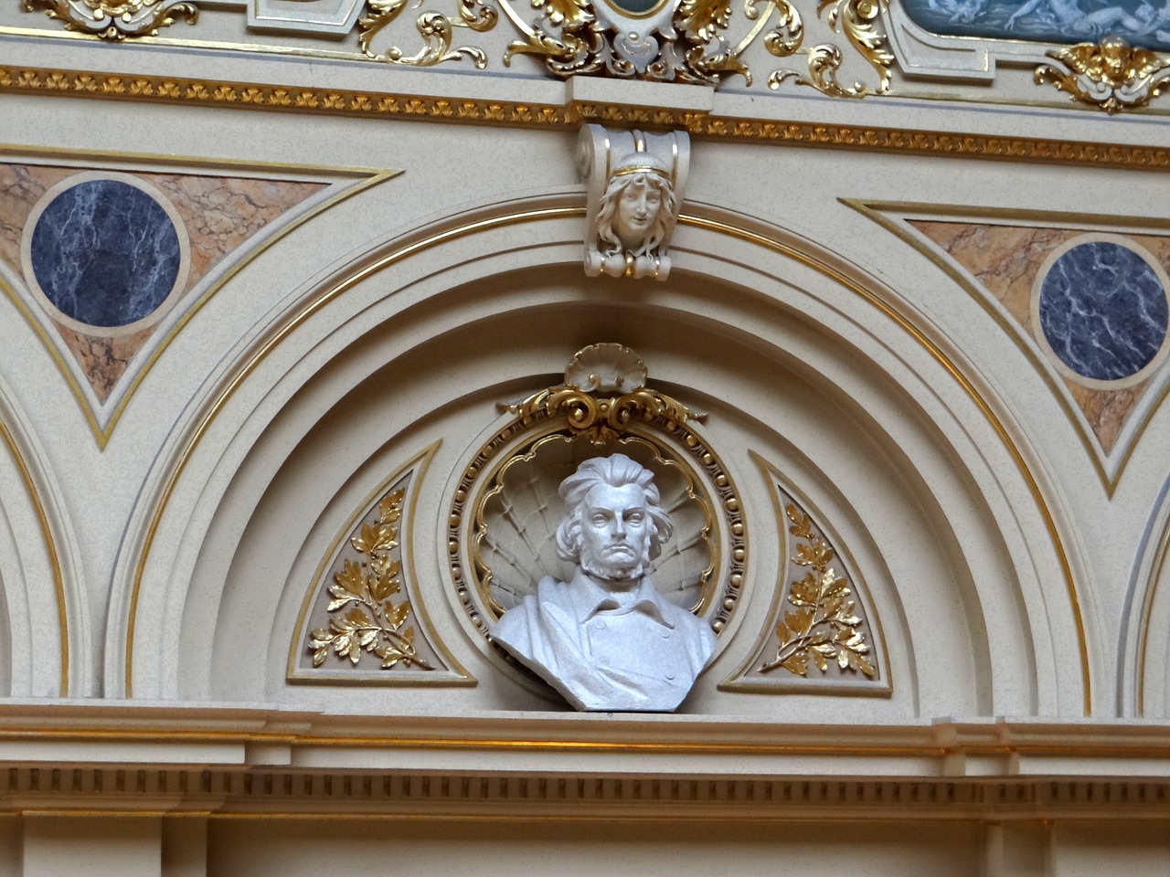 the lviv opera house the interior of the the bust of adam mickiewicz free photo