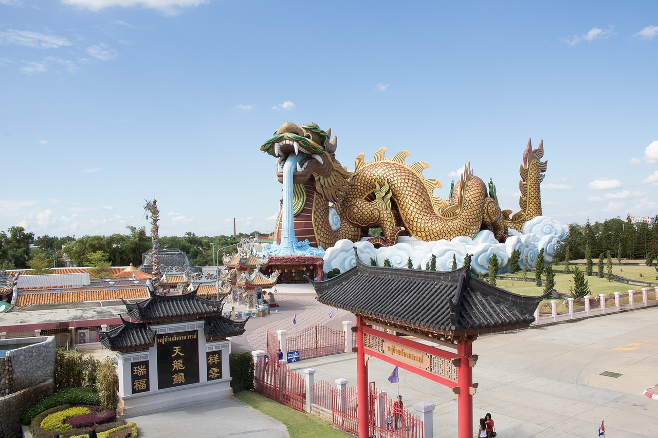 the main shrine in the city my father suphan buri dragon's heaven village free photo