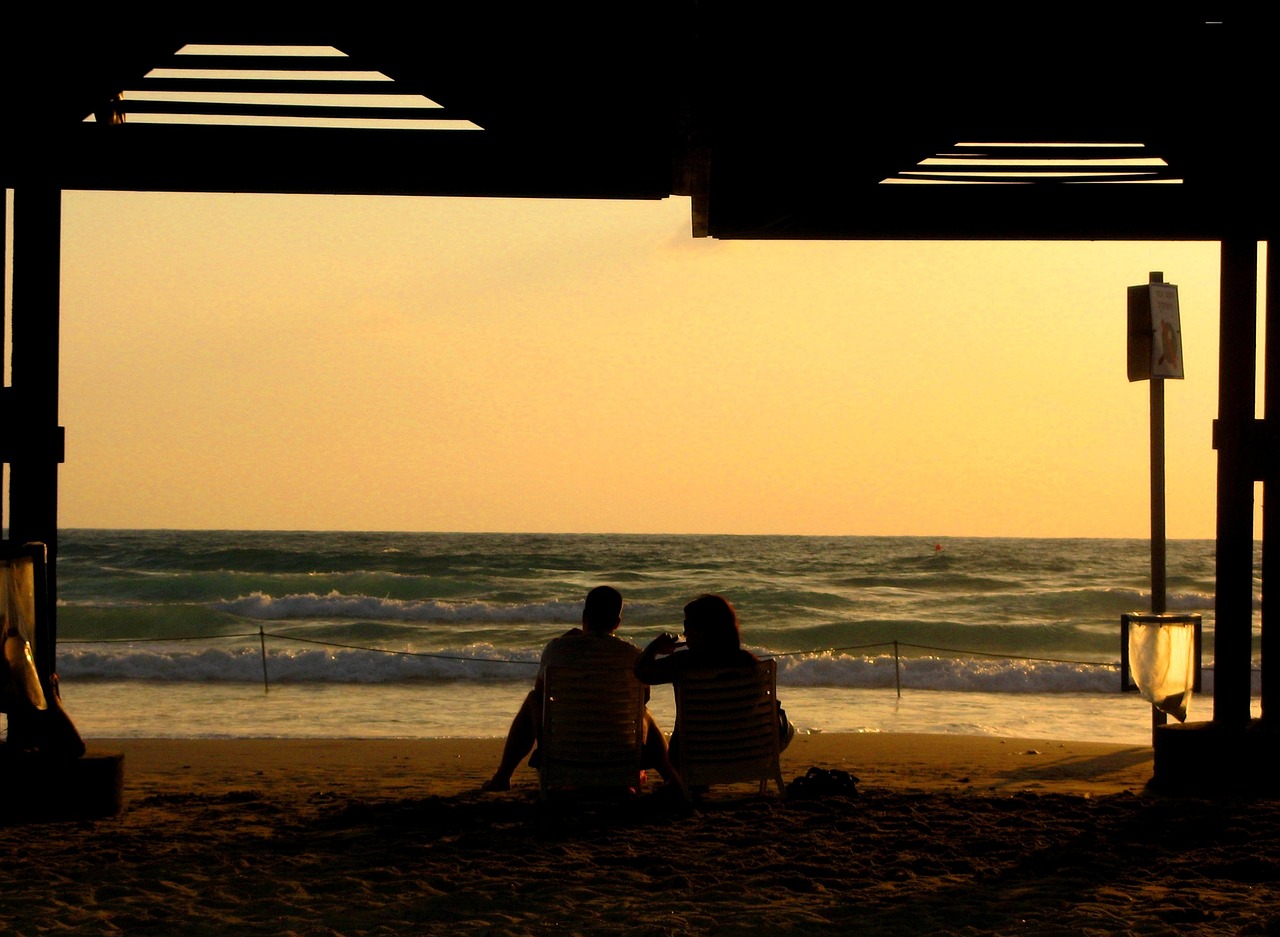 the mediterranean sea evening in haifa two free photo