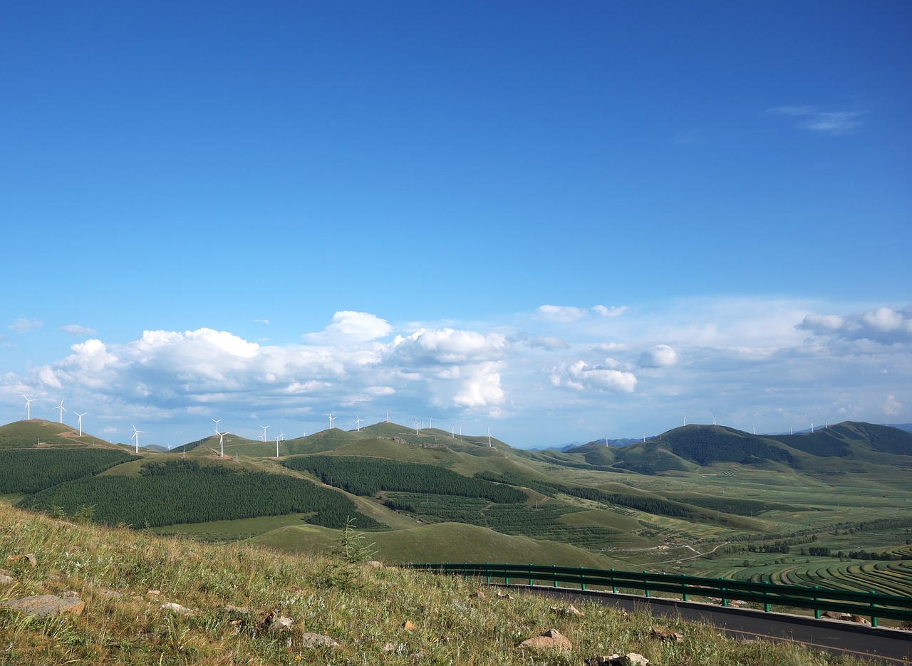 the mountains windmill white cloud free photo