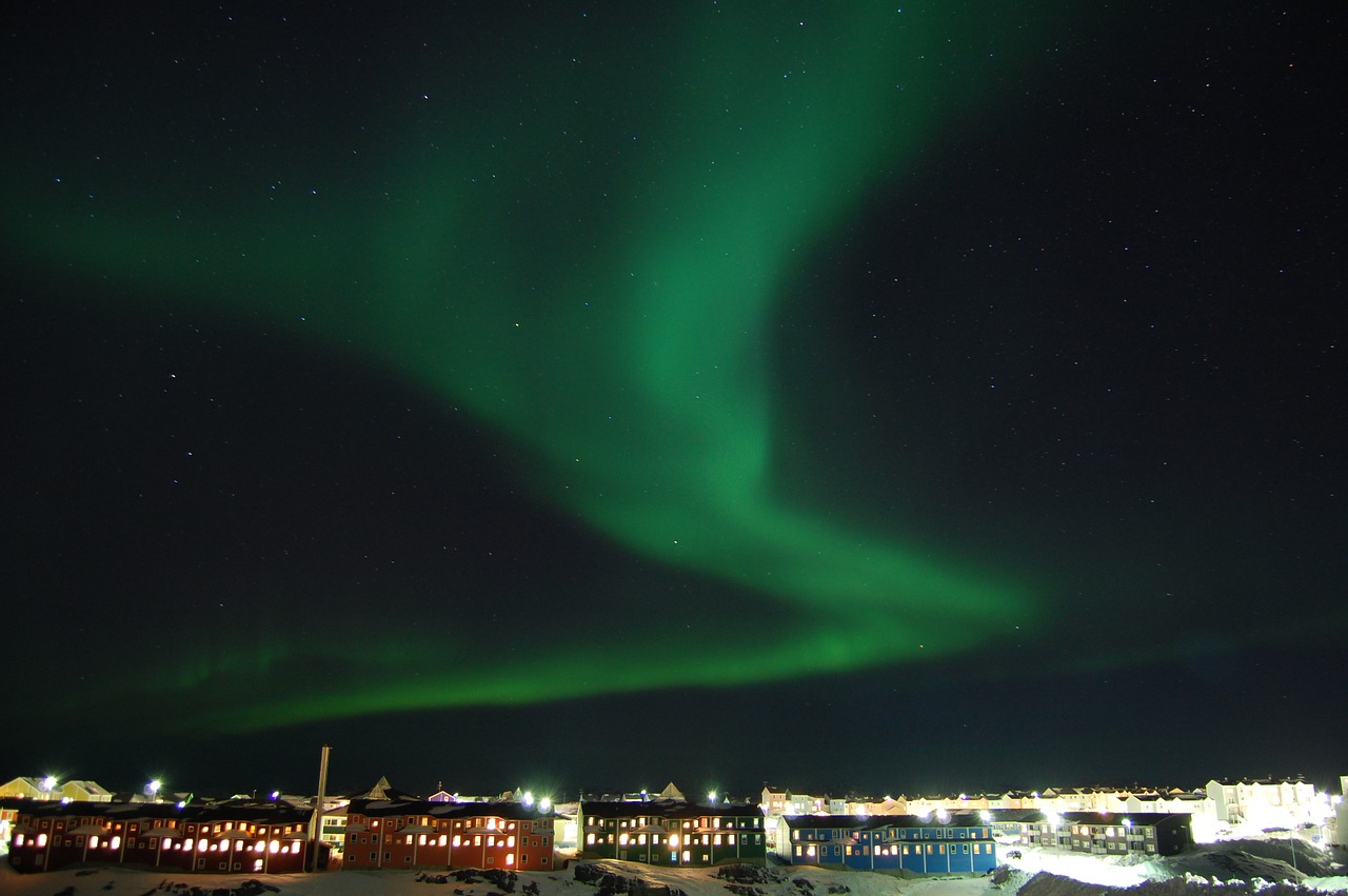 the northern lights night nuuk free photo