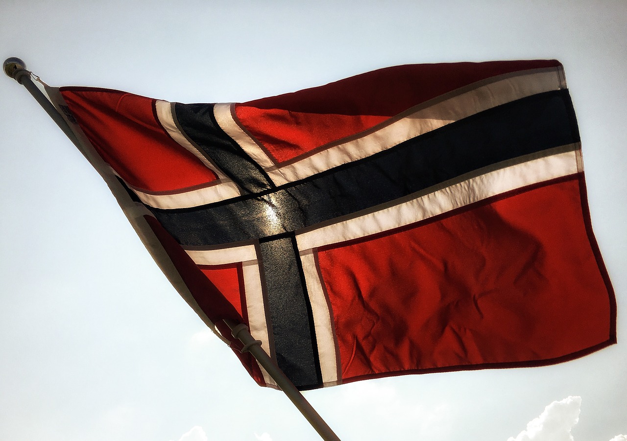 the norwegian flag flies flag lever free photo