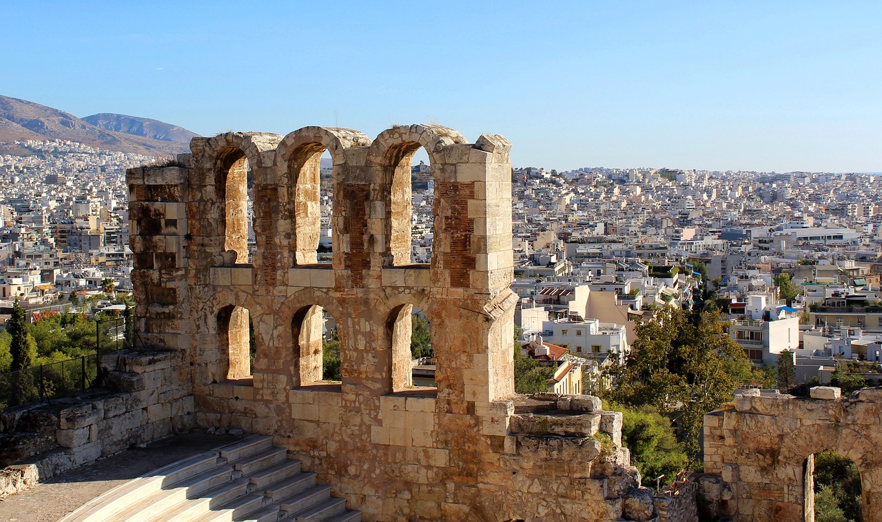 the odeon of herodes atticus the acropolis athens city free photo
