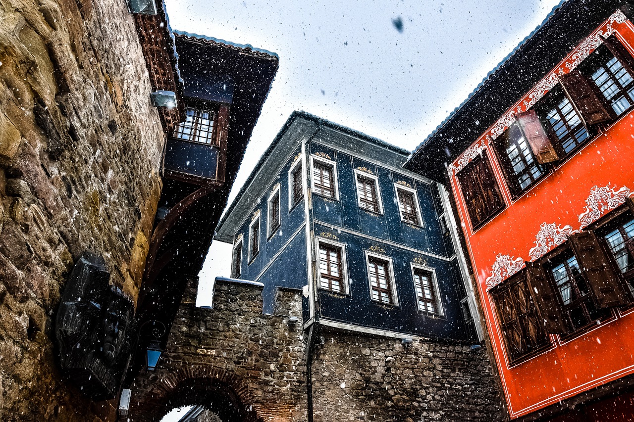 the old town first snow plovdiv free photo