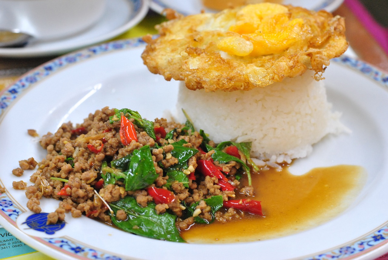 the pork fried rice made thailand food dish free photo