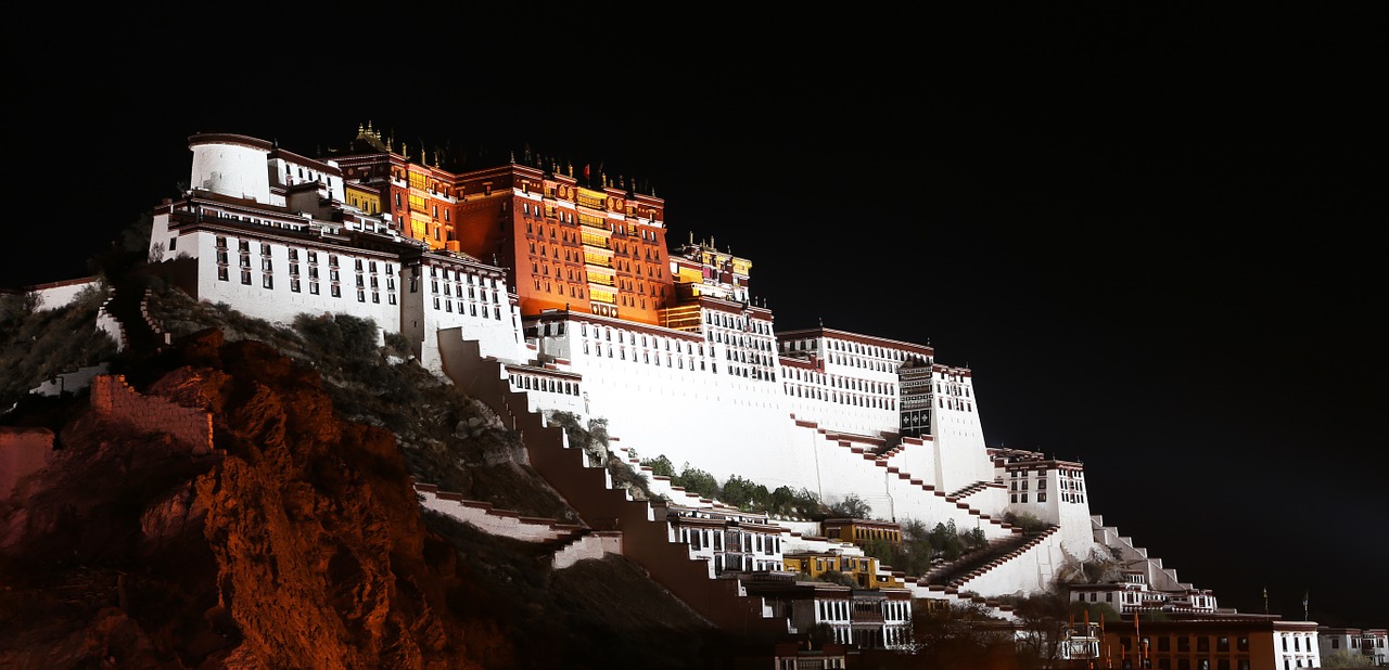 the potala palace tibet night free photo