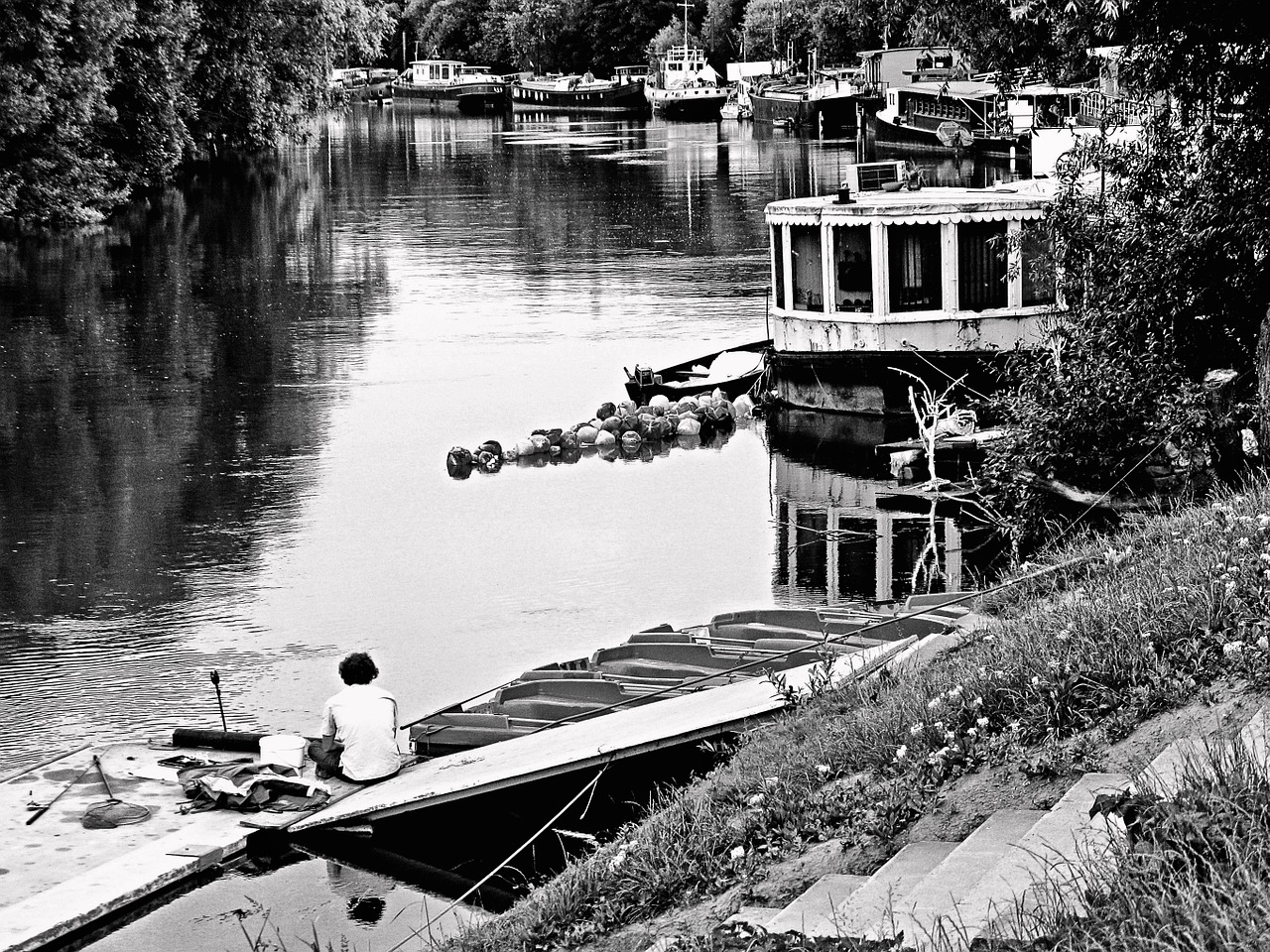 the river seine seine the barge free photo