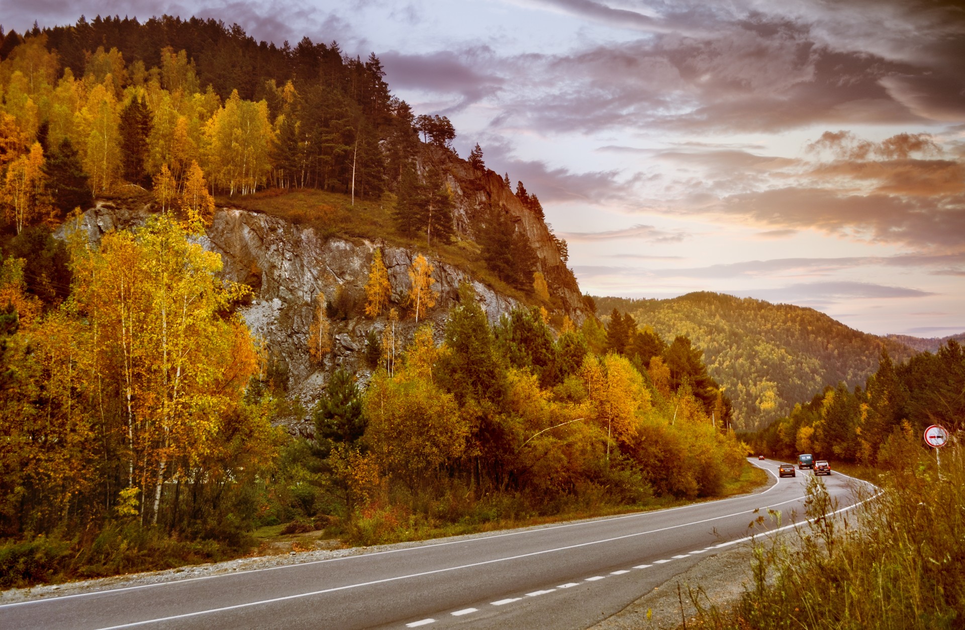 mountains sunset road free photo