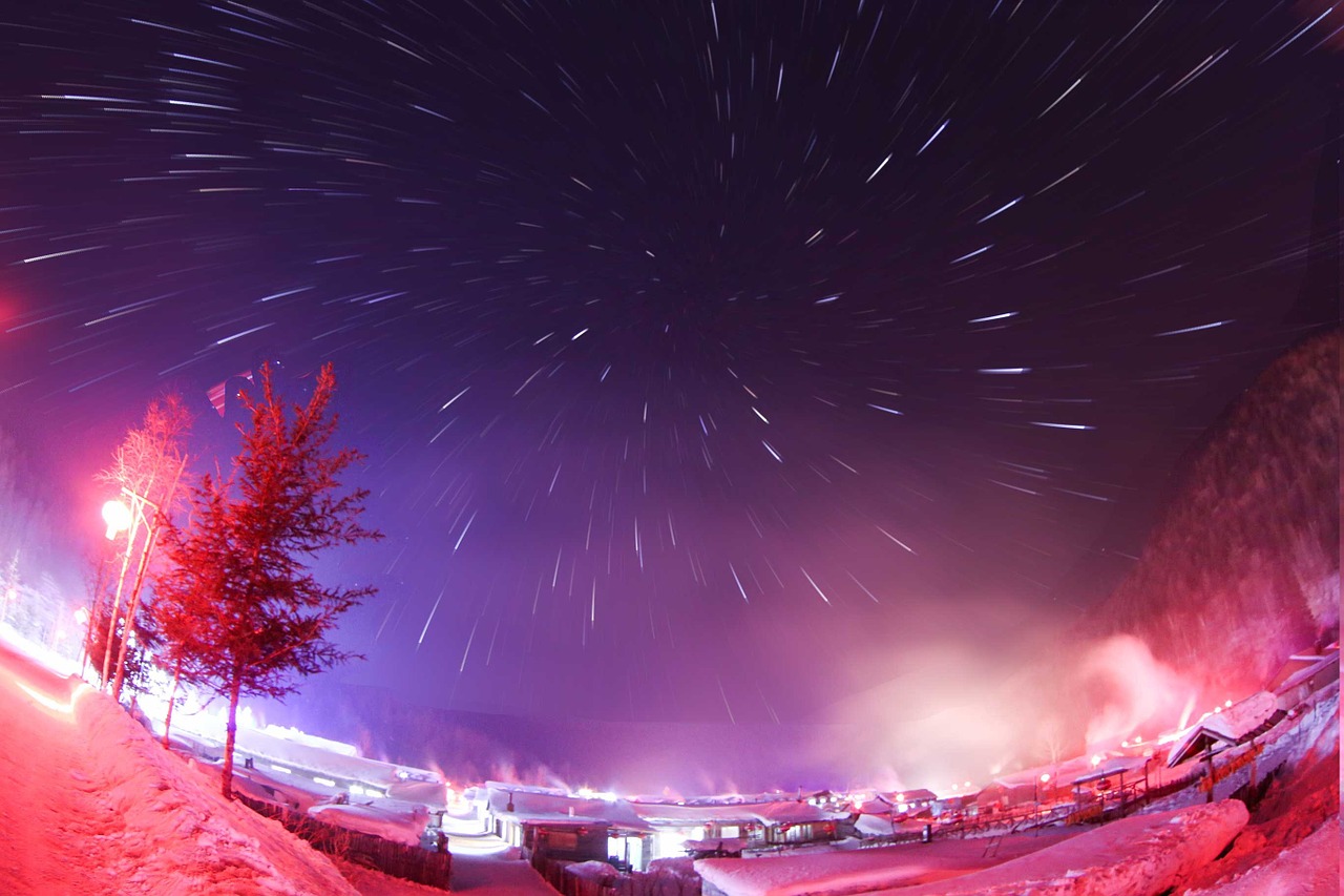 the scenery night view snow free photo